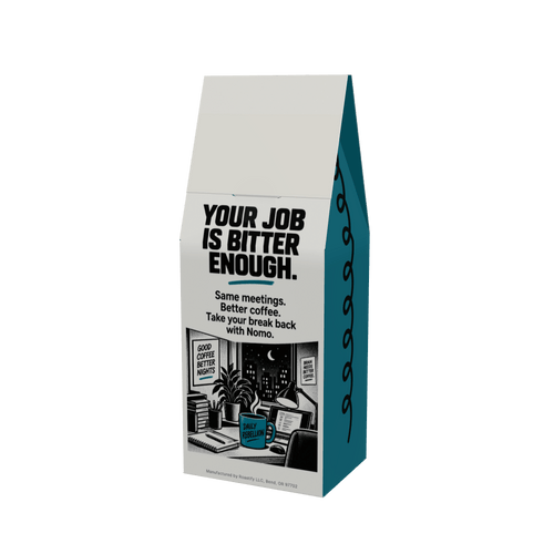 NOMO Dark Roast 12 oz coffee box, back