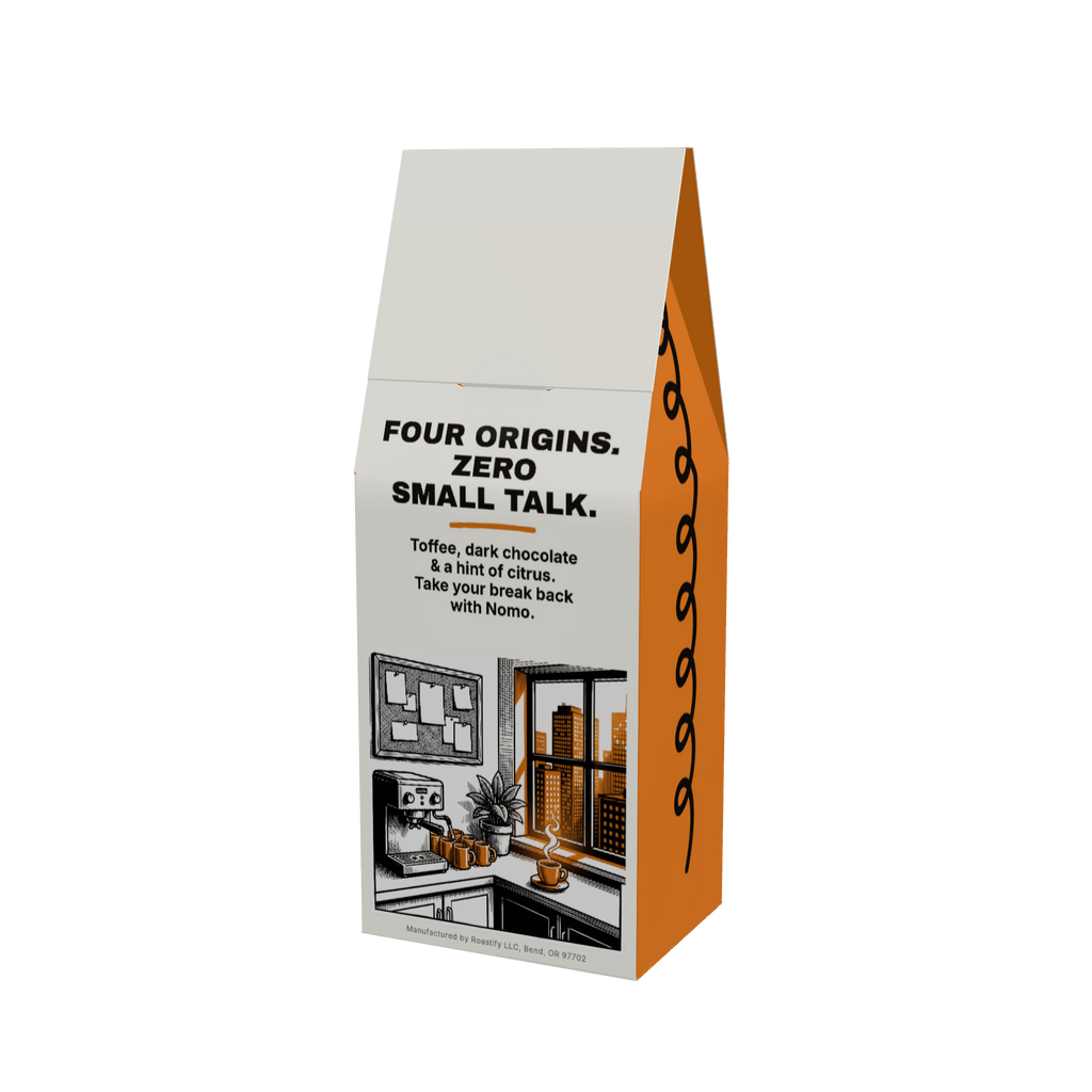 NOMO House Blend 12 oz coffee box, back