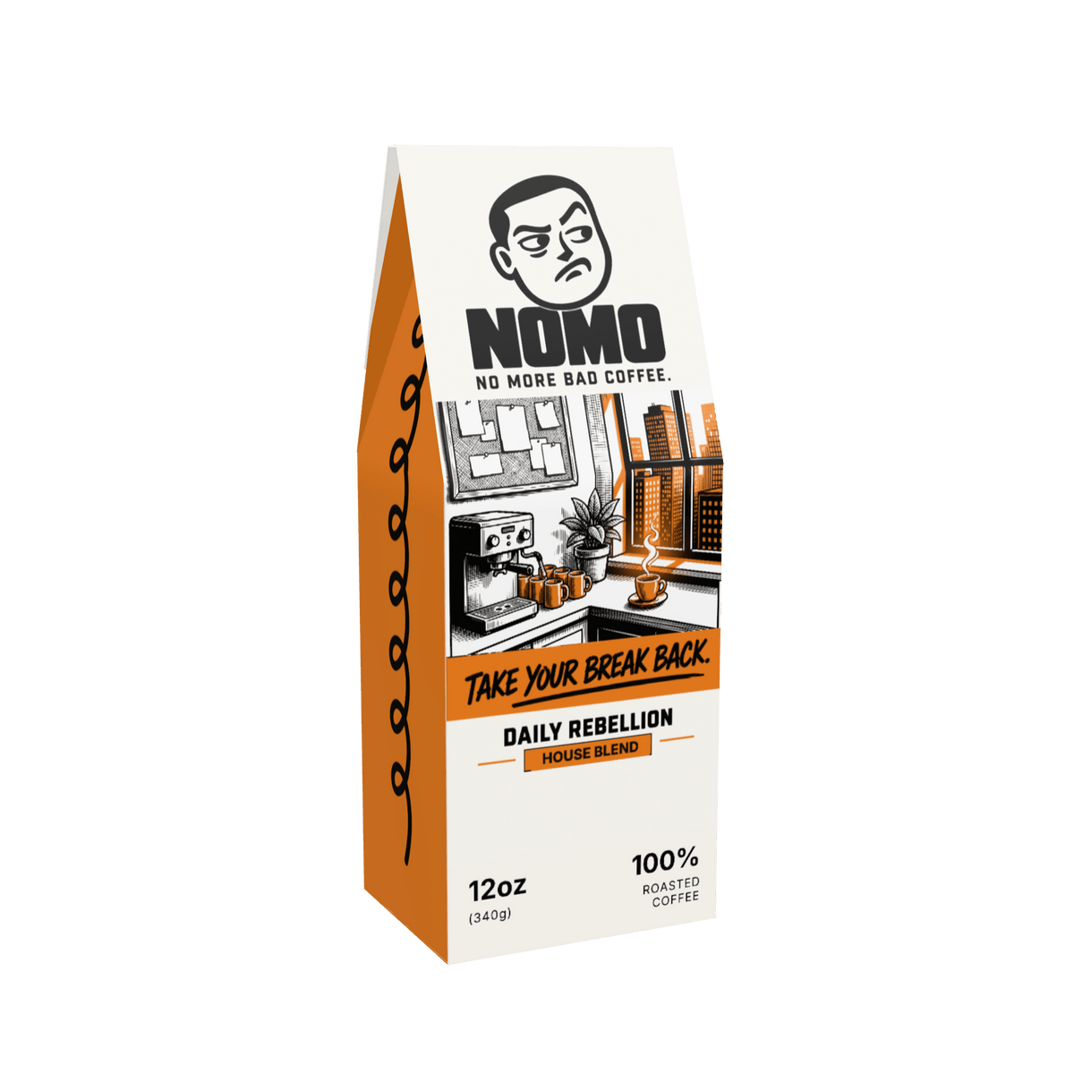 NOMO House Blend 12 oz coffee box, front