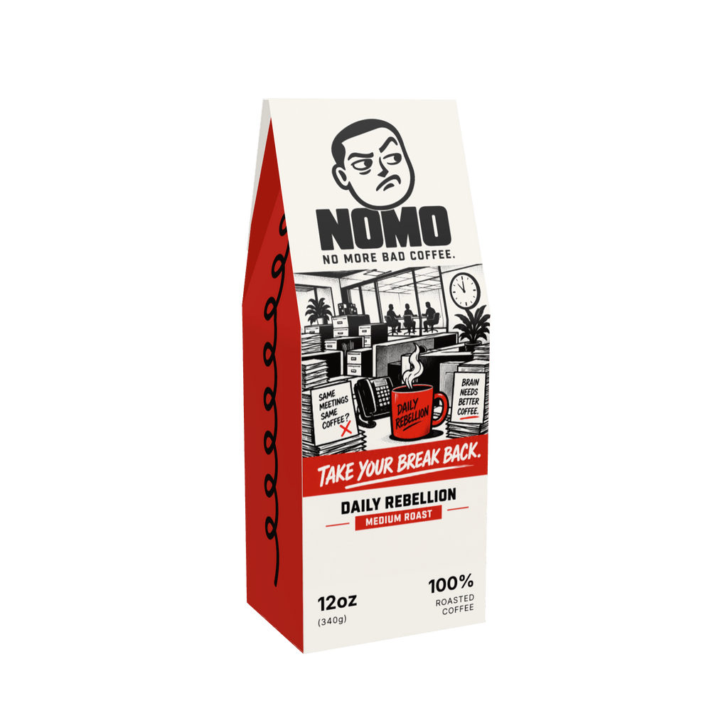 NOMO Medium Roast 12 oz coffee box, front