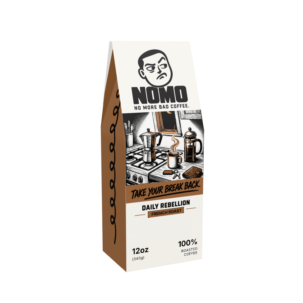 NOMO French Roast 12 oz coffee box, front