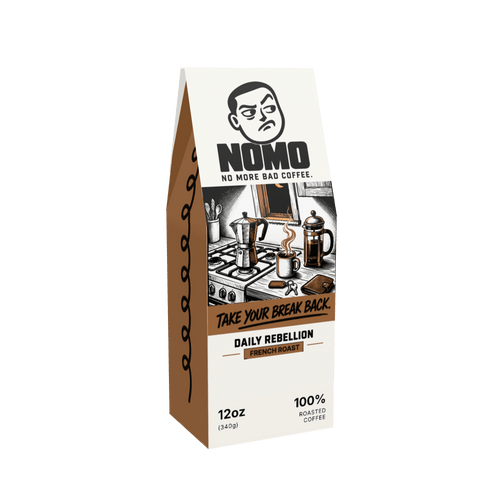 NOMO French Roast 12 oz coffee box, front