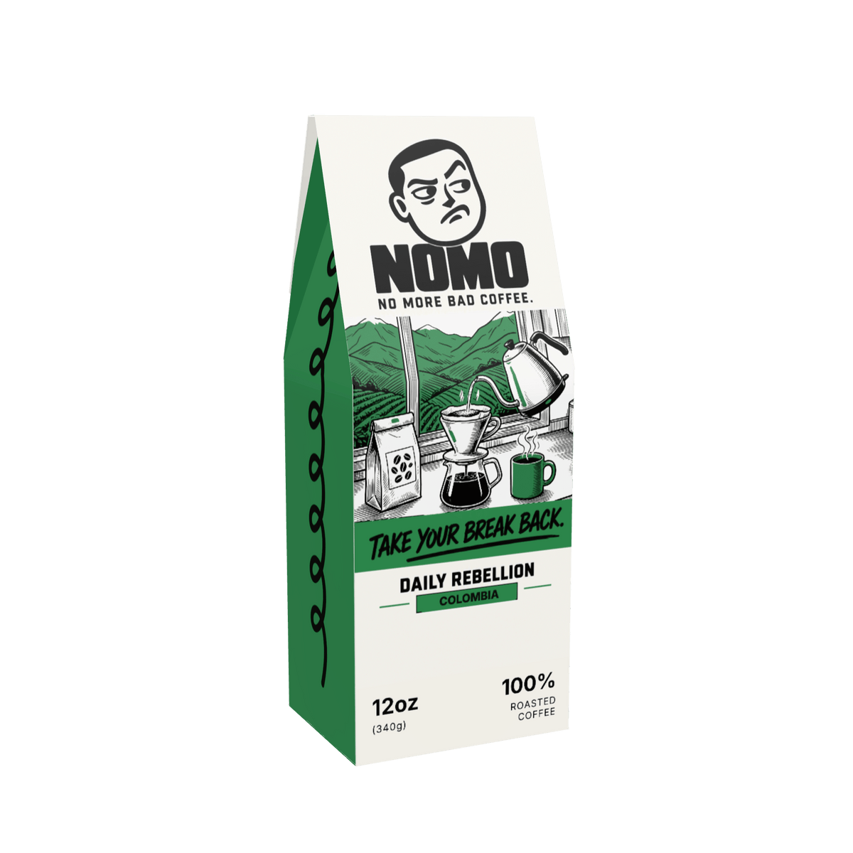 NOMO Colombia single origin 12 oz coffee box, front